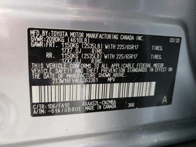 Photo 10 from auction – 2020 TOYOTA RAV4 XLE with VIN 2T3W1RFV4LC063361
