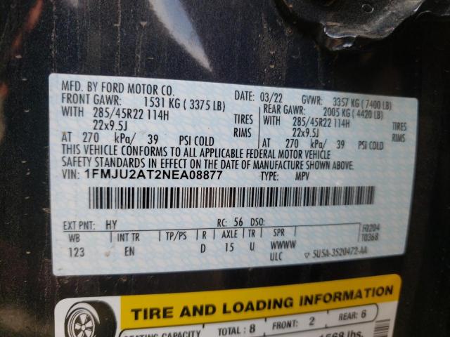 Photo 10 from auction – 2022 FORD EXPEDITION with VIN 1FMJU2AT2NEA08877