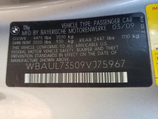 Photo 10 from auction – 2009 BMW 128 I with VIN WBAUL73509VJ75967