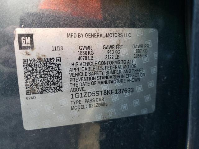 Photo 10 from auction – 2019 CHEVROLET MALIBU LT with VIN 1G1ZD5ST8KF137633
