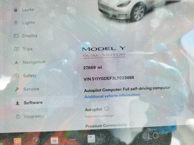 Photo 8 from auction – 2020 TESLA MODEL Y with VIN 5YJYGDEF3LF023488