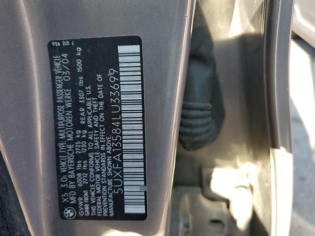 Photo 10 from auction – 2004 BMW X5 3.0I with VIN 5UXFA13584LU33699