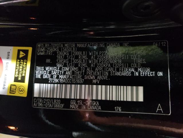 Photo 10 from auction – 2012 LEXUS RX 350 with VIN 2T2BK1BA0CC151697