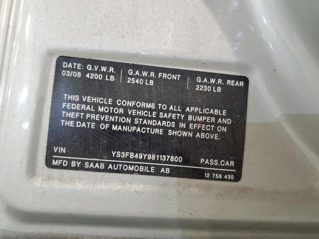 Photo 10 from auction – 2008 SAAB 9-3 2.0T with VIN YS3FB49Y981137800