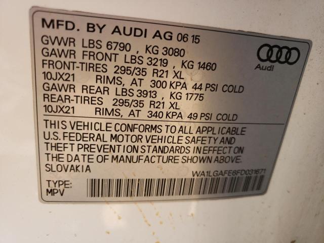 Photo 10 from auction – 2015 AUDI Q7 PREMIUM with VIN WA1LGAFE6FD031671