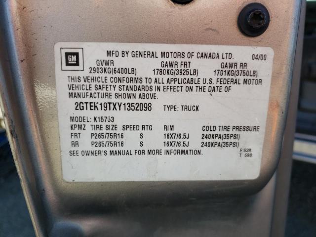 Photo 10 from auction – 2000 GMC NEW SIERRA with VIN 2GTEK19TXY1352098