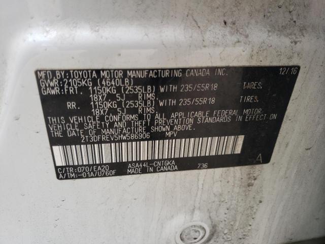 Photo 10 from auction – 2017 TOYOTA RAV4 LIMIT with VIN 2T3DFREV5HW586906