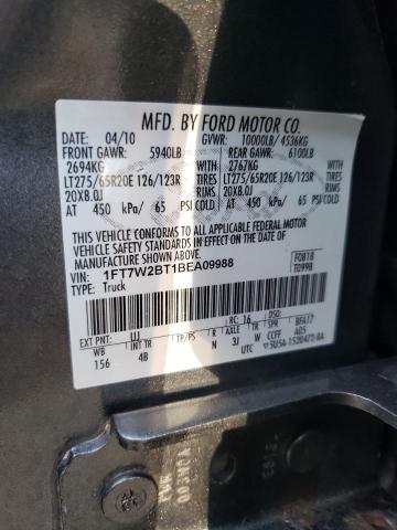 Photo 10 from auction – 2011 FORD F250 SUPER with VIN 1FT7W2BT1BEA09988