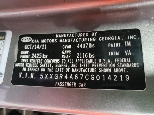 Photo 10 from auction – 2012 KIA OPTIMA SX with VIN 5XXGR4A67CG014219