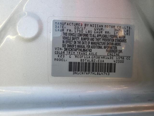 Photo 10 from auction – 2017 NISSAN VERSA S with VIN 3N1CN7AP7HL864743