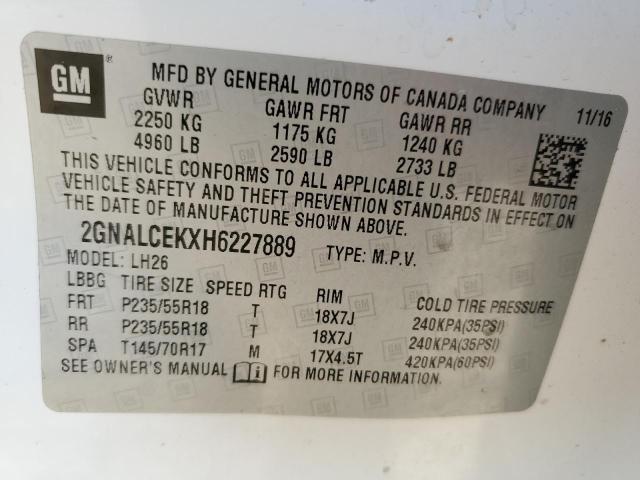 Photo 10 from auction – 2017 CHEVROLET EQUINOX LT with VIN 2GNALCEKXH6227889