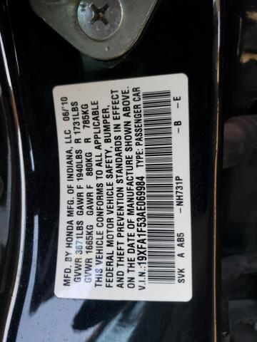 Photo 10 from auction – 2010 HONDA CIVIC LX with VIN 19XFA1F53AE069984