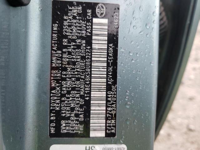 Photo 10 from auction – 2009 TOYOTA CAMRY with VIN 4T1BE46K59U863274