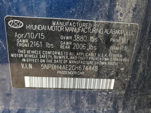 Photo 10 from auction – 2016 HYUNDAI ELANTRA SE with VIN 5NPDH4AE2GH674448