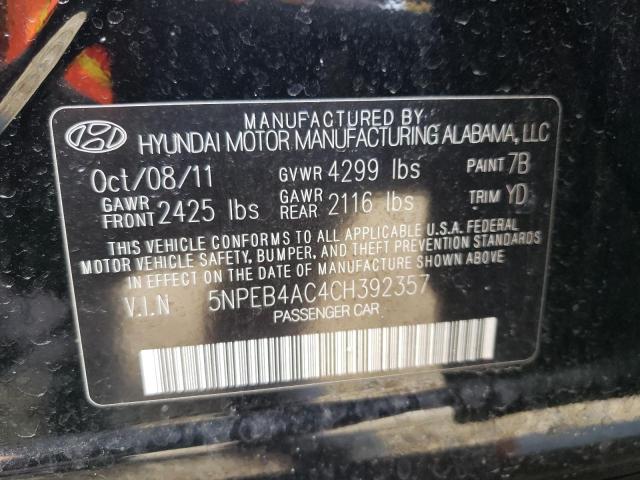 Photo 10 from auction – 2012 HYUNDAI SONATA GLS with VIN 5NPEB4AC4CH392357