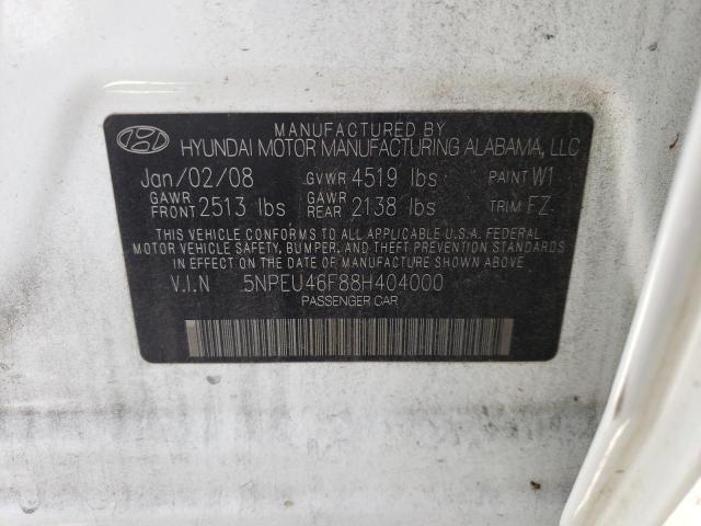 Photo 10 from auction – 2008 HYUNDAI SONATA SE with VIN 5NPEU46F88H404000