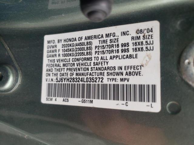 Photo 10 from auction – 2004 HONDA ELEMENT LX with VIN 5J6YH28324L035272