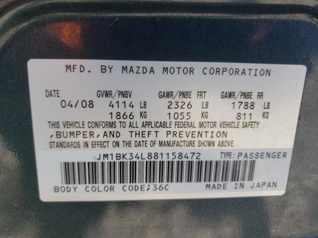 Photo 10 from auction – 2008 MAZDA SPEED 3 with VIN JM1BK34L881158472