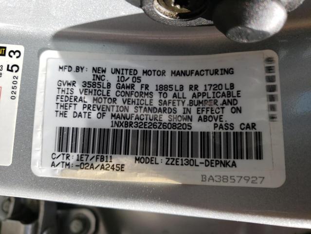 Photo 10 from auction – 2006 TOYOTA COROLLA CE with VIN 1NXBR32E26Z608205