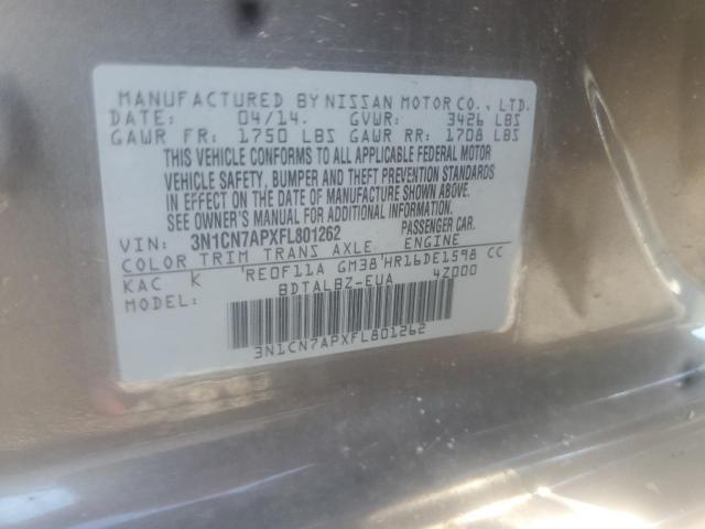 Photo 10 from auction – 2015 NISSAN VERSA S with VIN 3N1CN7APXFL801262