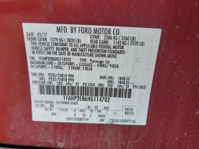Photo 10 from auction – 2017 FORD TAURUS SEL with VIN 1FAHP2E86HG114702