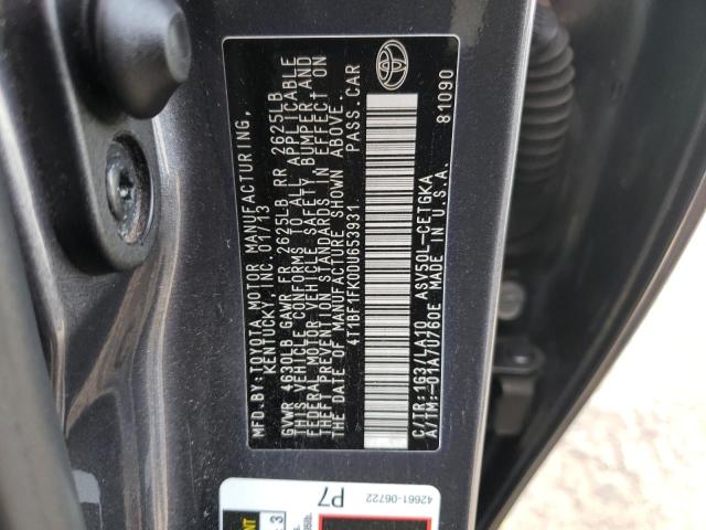 Photo 10 from auction – 2013 TOYOTA CAMRY L with VIN 4T1BF1FK0DU653931