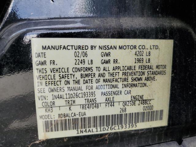 Photo 10 from auction – 2006 NISSAN ALTIMA with VIN 1N4AL11D26C193395
