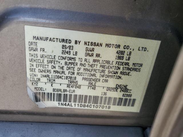 Photo 10 from auction – 2004 NISSAN ALTIMA BAS with VIN 1N4AL11D84C107018