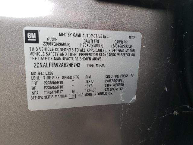 Photo 10 from auction – 2010 CHEVROLET EQUINOX LT with VIN 2CNALFEW2A6246743