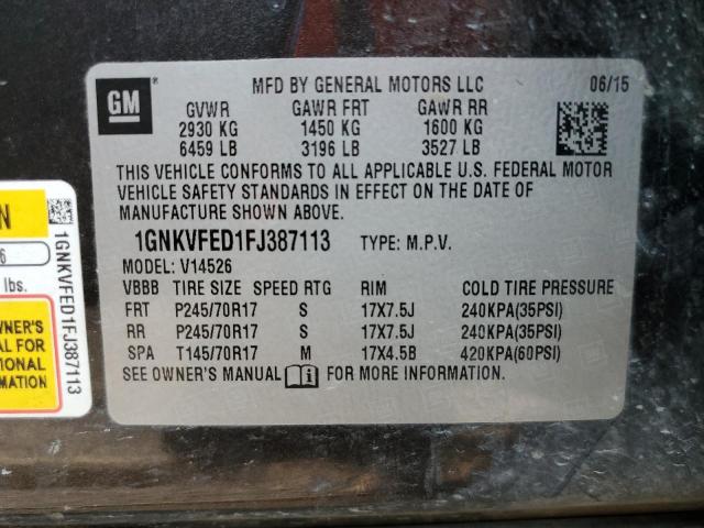 Photo 10 from auction – 2015 CHEVROLET TRAVERSE with VIN 1GNKVFED1FJ387113
