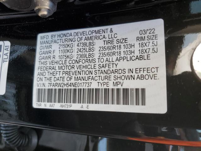 Photo 10 from auction – 2022 HONDA CR-V EX with VIN 7FARW2H54NE017737