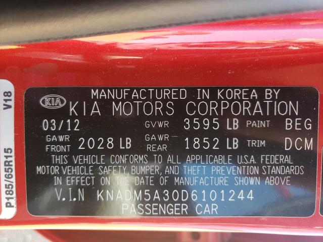 Photo 10 from auction – 2013 KIA RIO LX with VIN KNADM5A30D6101244