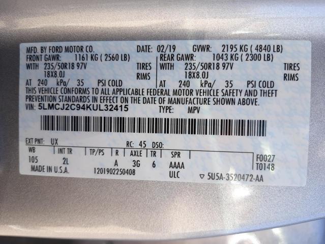 Photo 10 from auction – 2019 LINCOLN MKC SELECT with VIN 5LMCJ2C94KUL32415