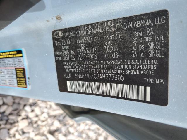 Photo 10 from auction – 2010 HYUNDAI SANTA FE with VIN 5NMSHDAG2AH377905