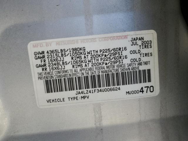 Photo 10 from auction – 2004 MITSUBISHI OUTLANDER with VIN JA4LZ41F34U006624