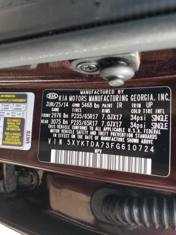 Photo 10 from auction – 2015 KIA SORENTO LX with VIN 5XYKTDA73FG610724