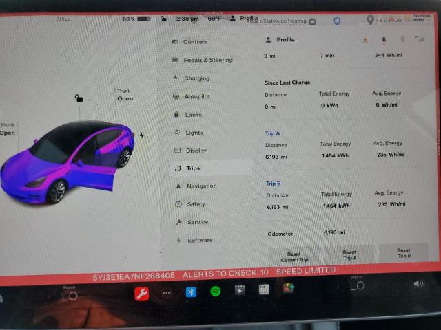 Photo 8 from auction – 2022 TESLA MODEL 3 with VIN 5YJ3E1EA7NF288405