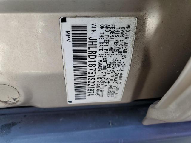 Photo 10 from auction – 2001 HONDA CR-V SE with VIN JHLRD18751S021874