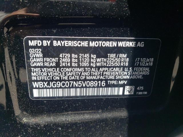 Photo 10 from auction – 2022 BMW X1 with VIN WBXJG9C07N5V08916