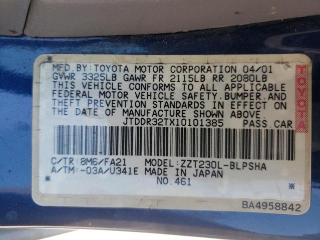 Photo 10 from auction – 2001 TOYOTA CELICA GT with VIN JTDDR32TX10101385
