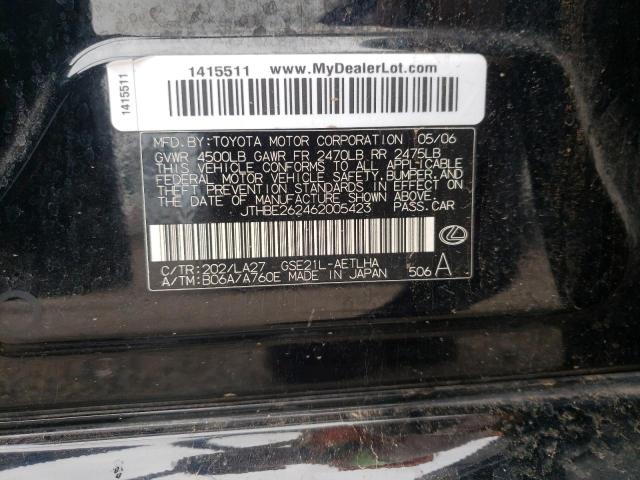 Photo 10 from auction – 2006 LEXUS IS 350 with VIN JTHBE262462005423