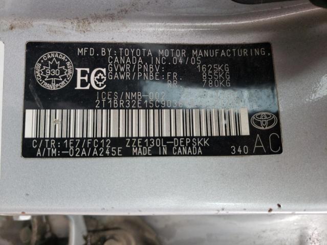 Photo 10 from auction – 2005 TOYOTA COROLLA CE with VIN 2T1BR32E15C903814