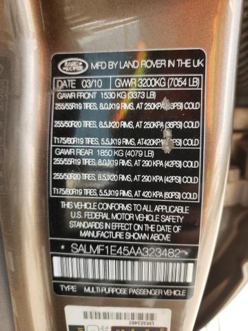 Photo 10 from auction – 2010 LAND ROVER RANGE ROVE with VIN SALMF1E45AA323482