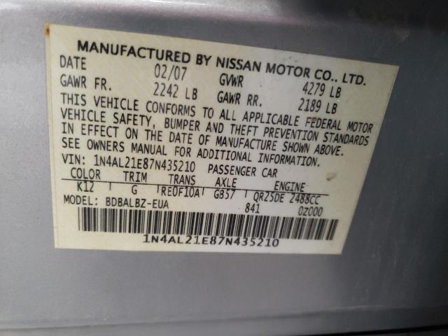 Photo 10 from auction – 2007 NISSAN ALTIMA 2.5 with VIN 1N4AL21E87N435210