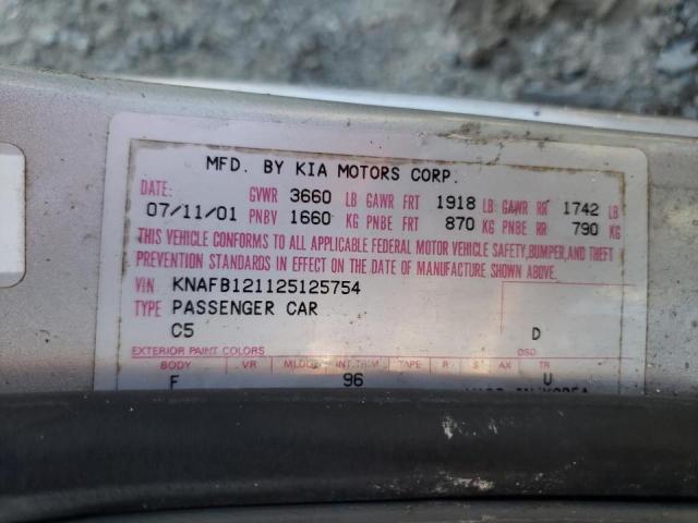 Photo 10 from auction – 2002 KIA SPECTRA BA with VIN KNAFB121125125754