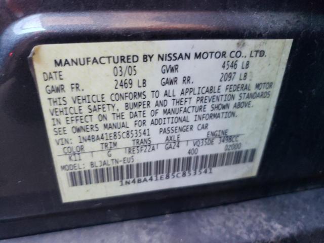 Photo 10 from auction – 2005 NISSAN MAXIMA SE with VIN 1N4BA41E85C853541
