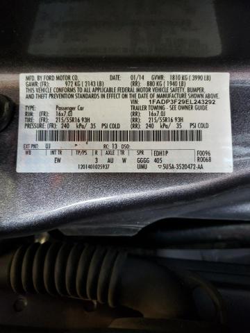 Photo 10 from auction – 2014 FORD FOCUS SE with VIN 1FADP3F29EL243292