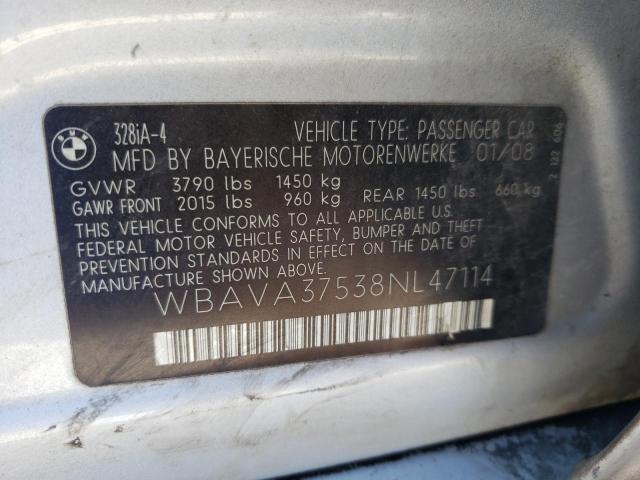 Photo 10 from auction – 2008 BMW 328 I with VIN WBAVA37538NL47114