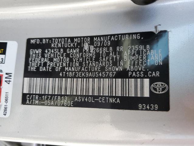 Photo 10 from auction – 2010 TOYOTA CAMRY BASE with VIN 4T1BF3EK9AU545767