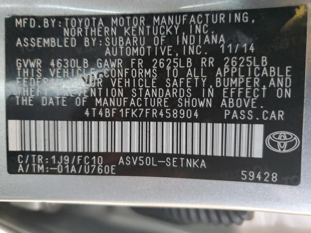 Photo 10 from auction – 2015 TOYOTA CAMRY LE with VIN 4T4BF1FK7FR458904
